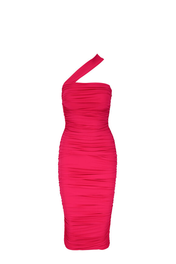 Michael Kors Collection - Hot Pink Ruched One-Shoulder Sheath Dress
