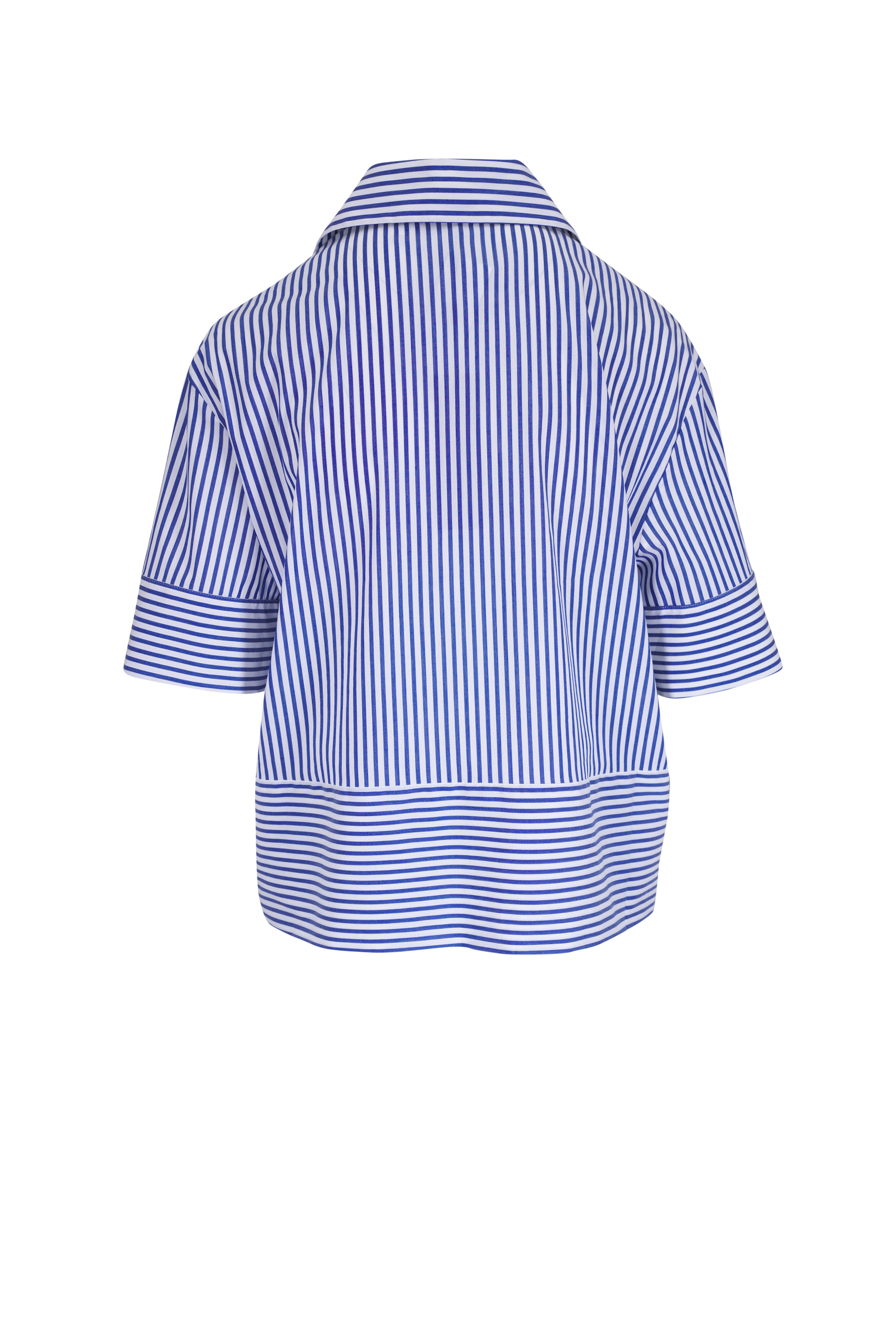 D.Exterior - Blue & White Stripe Poplin Shirt