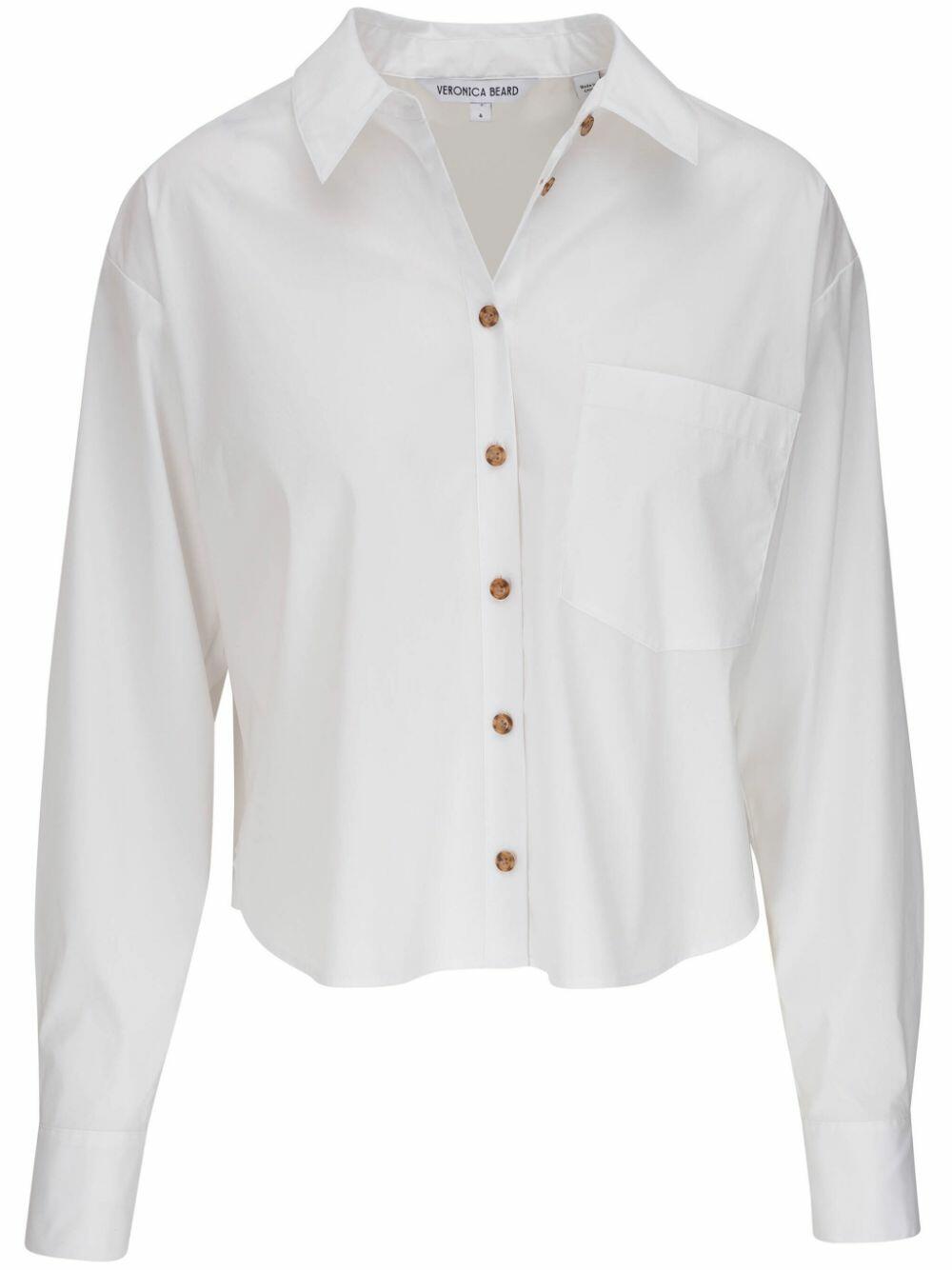 White Cropped Button Down Shirt