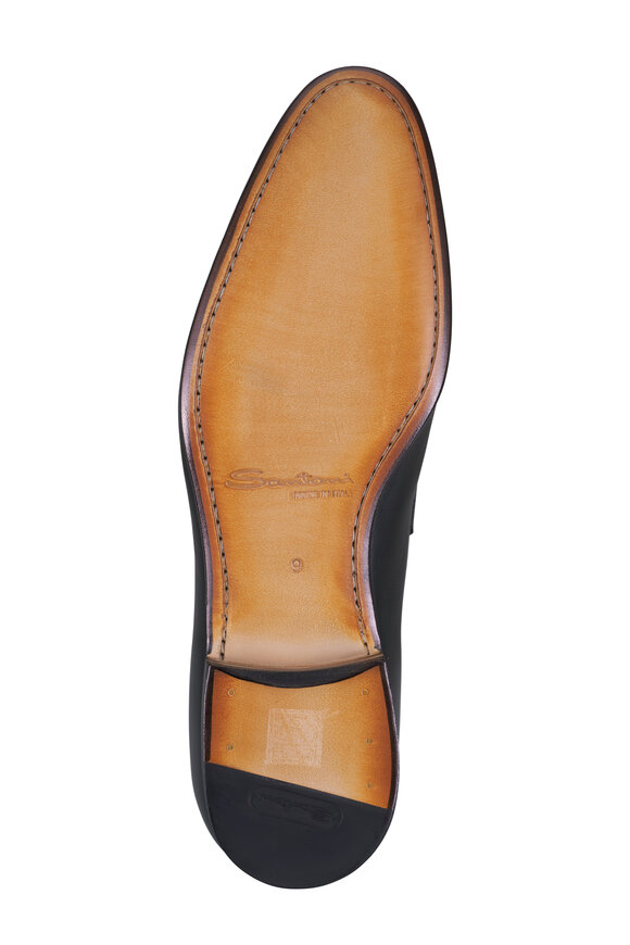 Santoni Darius Black Leather Loafer - view 4