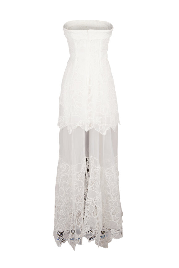 Simkhai Rennis Ivory Embroidered Organza Bustier Gown - view 2