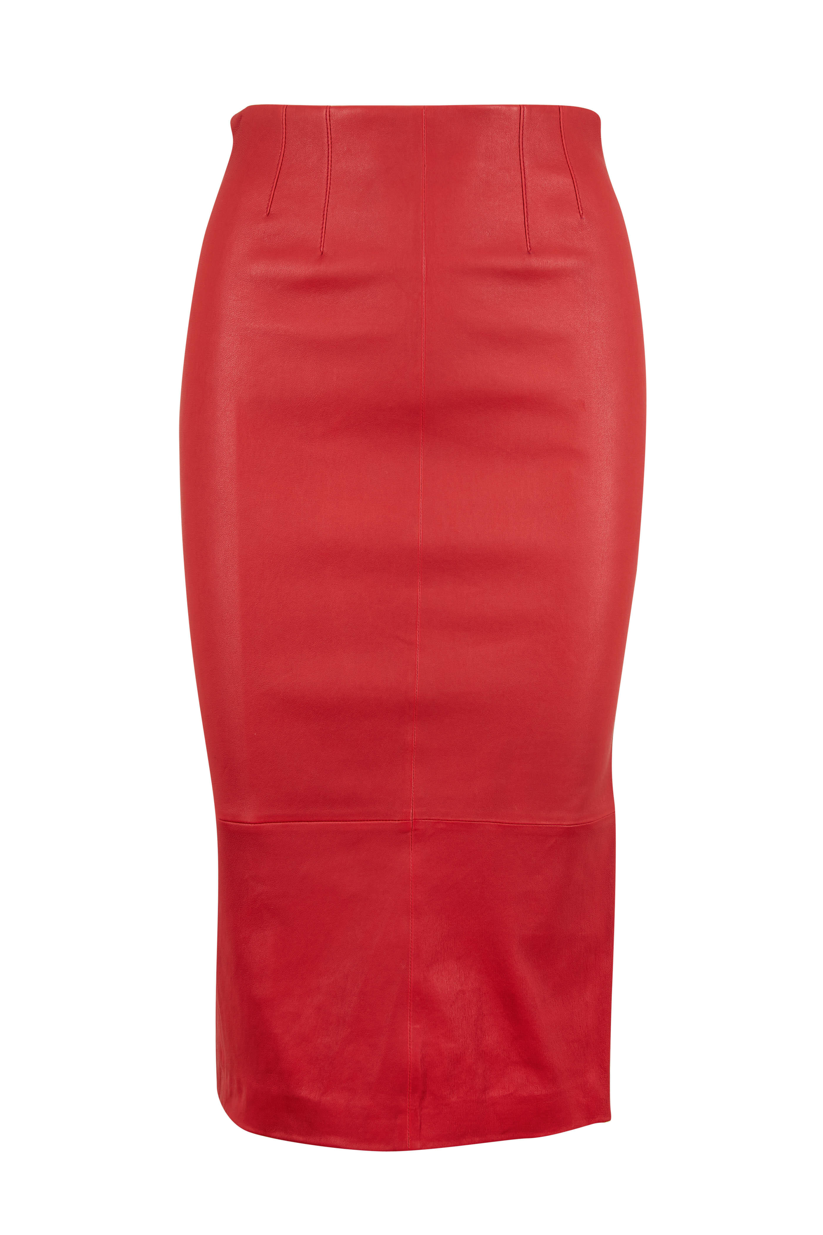 Veronica Beard - Kaliyah Vintage Red Leather Skirt
