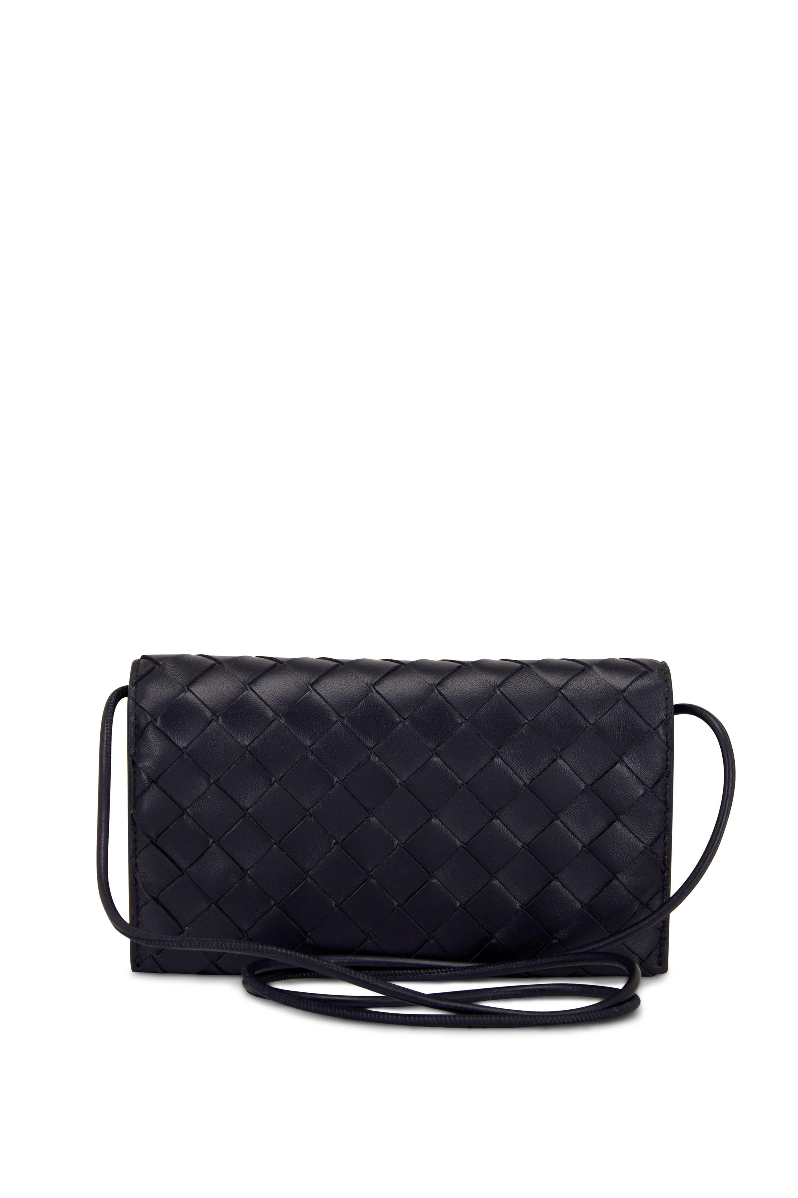 Bottega Veneta - Space Blue Woven Leather Wallet W/ Strap