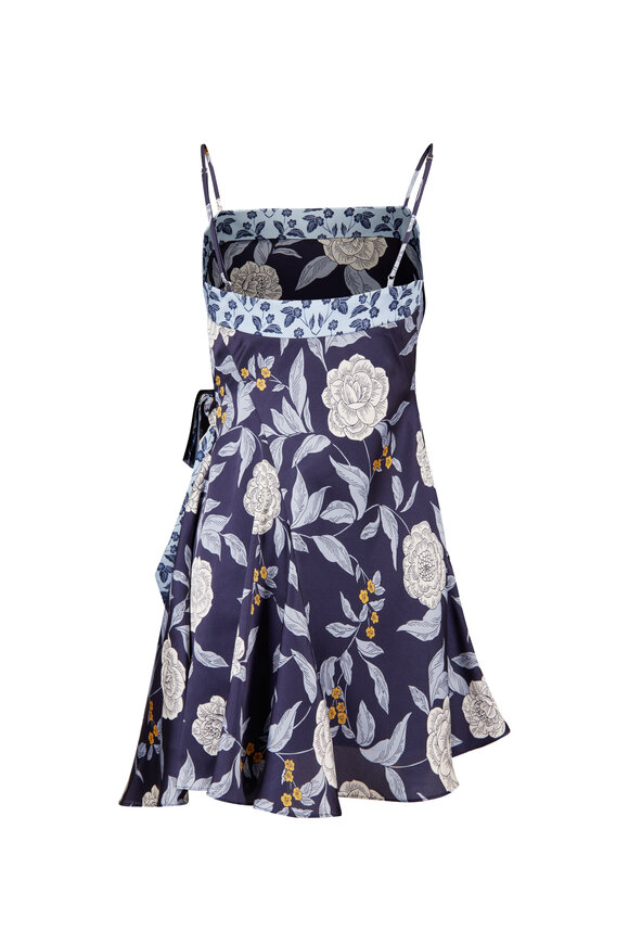Tanya Taylor Antona Blue Asymmetric Mini Dress - view 2