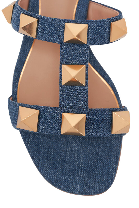 Valentino Garavani - Roman Stud Denim Slide Sandal