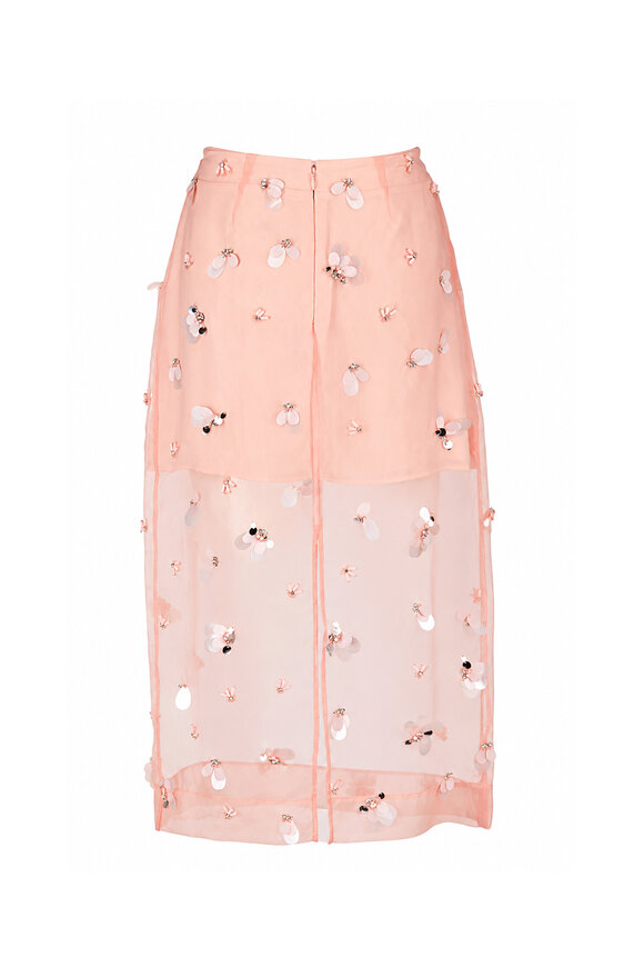 Simkhai Delilah Bubblegum Embellished Organza Midi Skirt - view 2