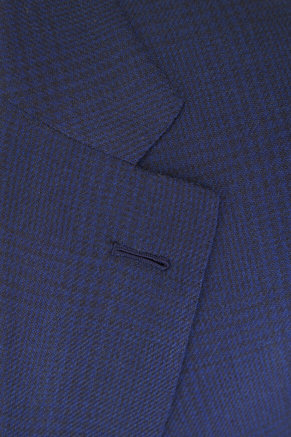 Brioni Navy Blue Wool & Silk Plaid Sportcoat - view 5
