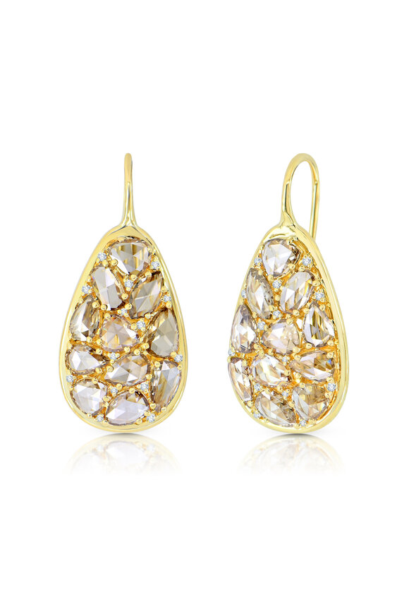 Sutra 18k Yellow Gold Diamond Drop Earring