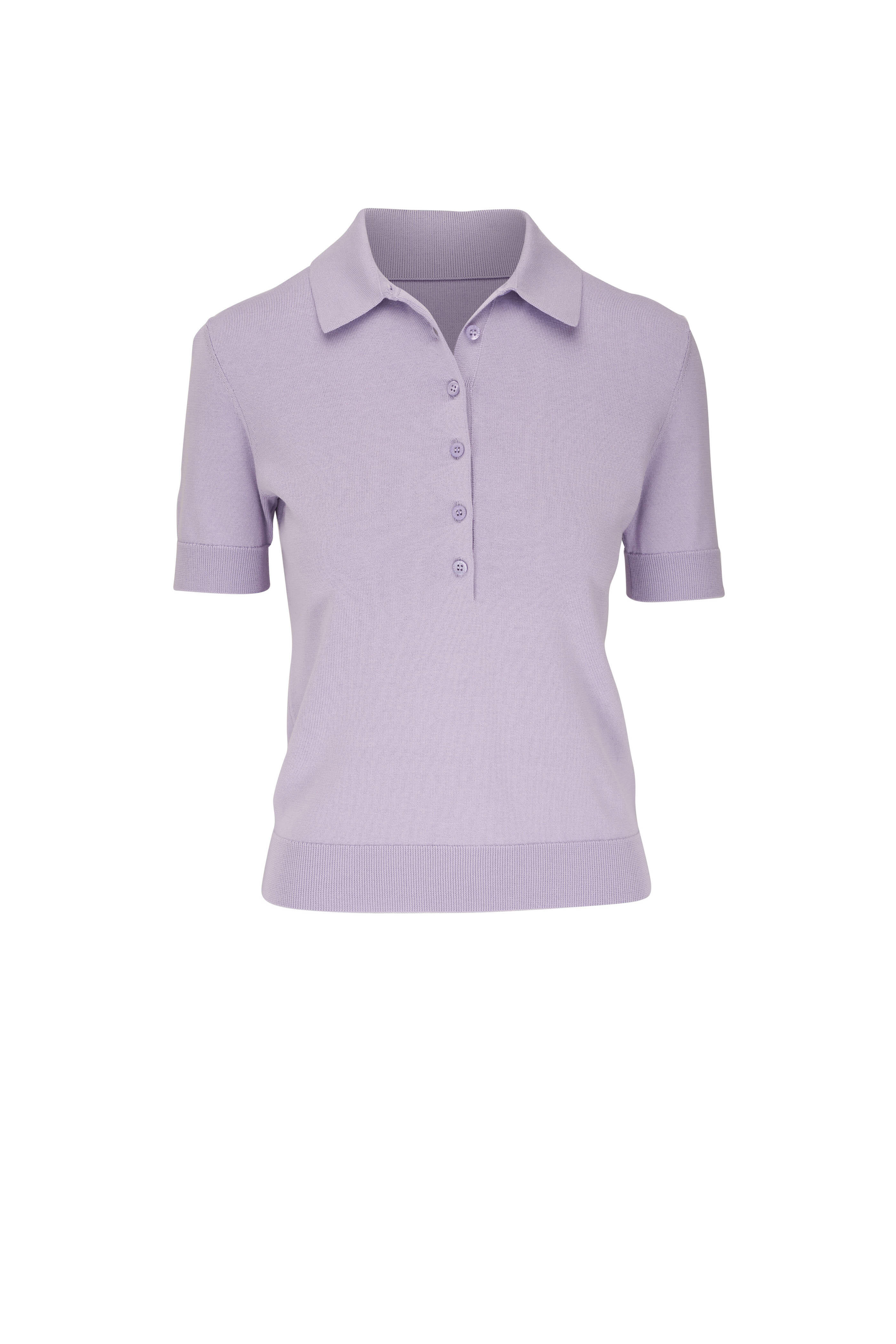 Carolina Herrera - Lilac Knit Short-Sleeve Polo