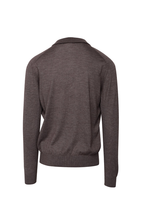 Cesare Attolini Brown & Tan Quarter Zip Sweater - view 2