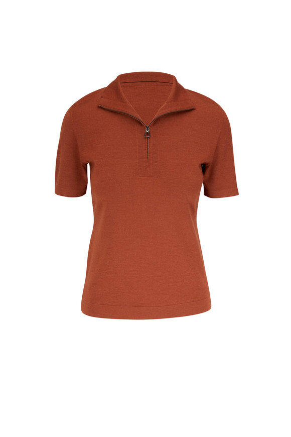 Akris - Terra Knit Short Sleeve Polo Zip Top