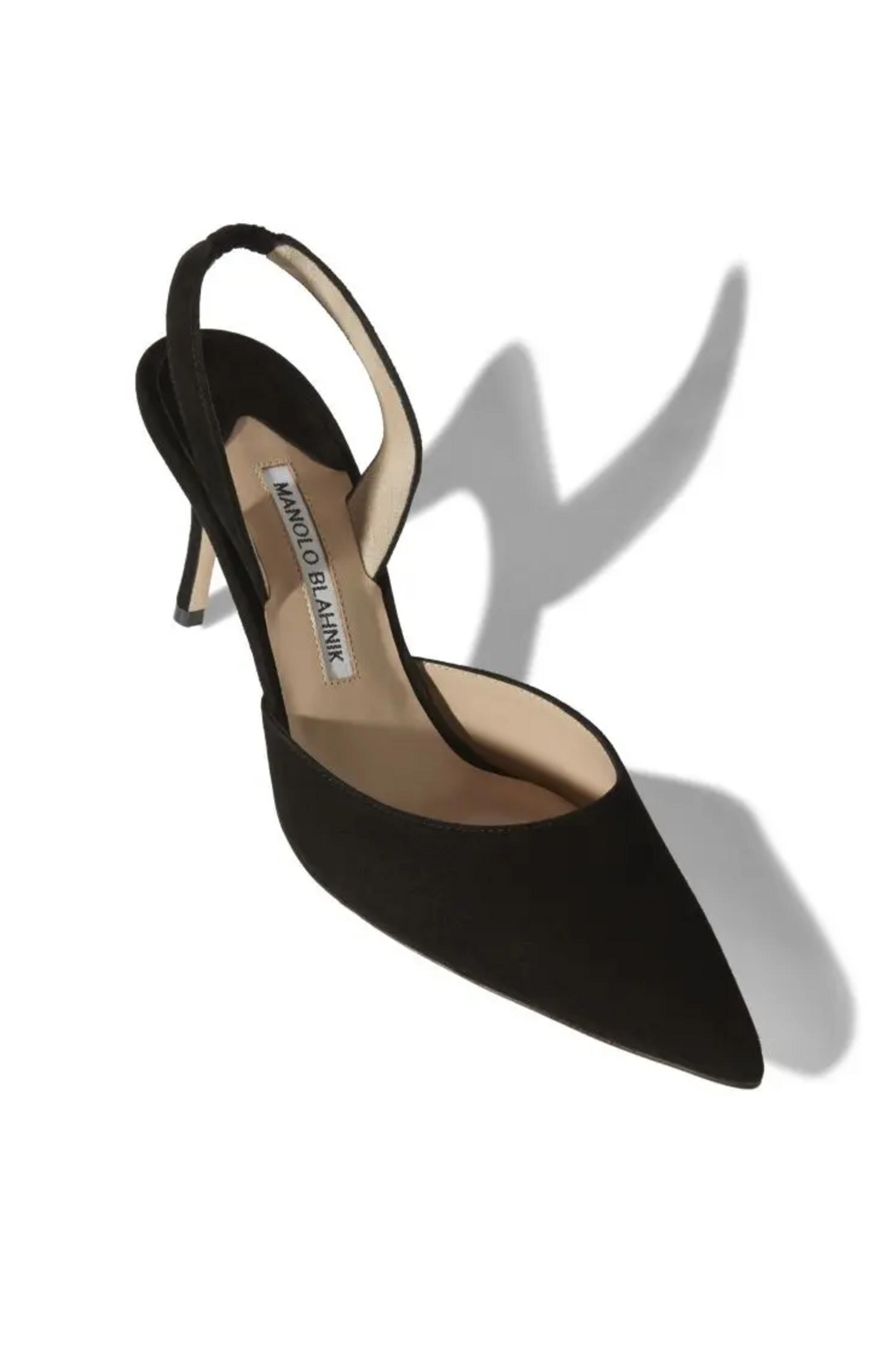 Manolo Blahnik - Carolyne 70 Sling Back Kitten Heel in Black