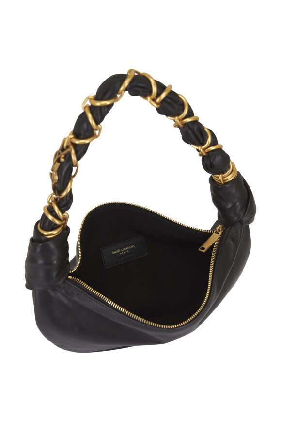 Saint Laurent Mini Amalia Black Leather Hobo Bag - view 6