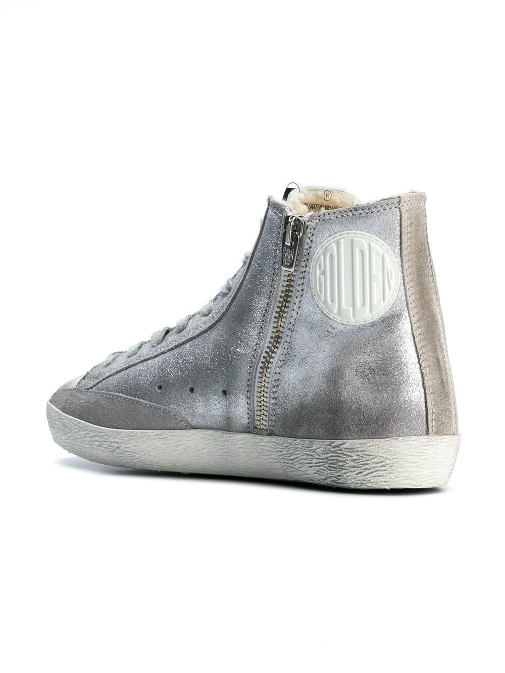 Golden Goose - Francy Silver Glitter Suede & Shearling Sneaker