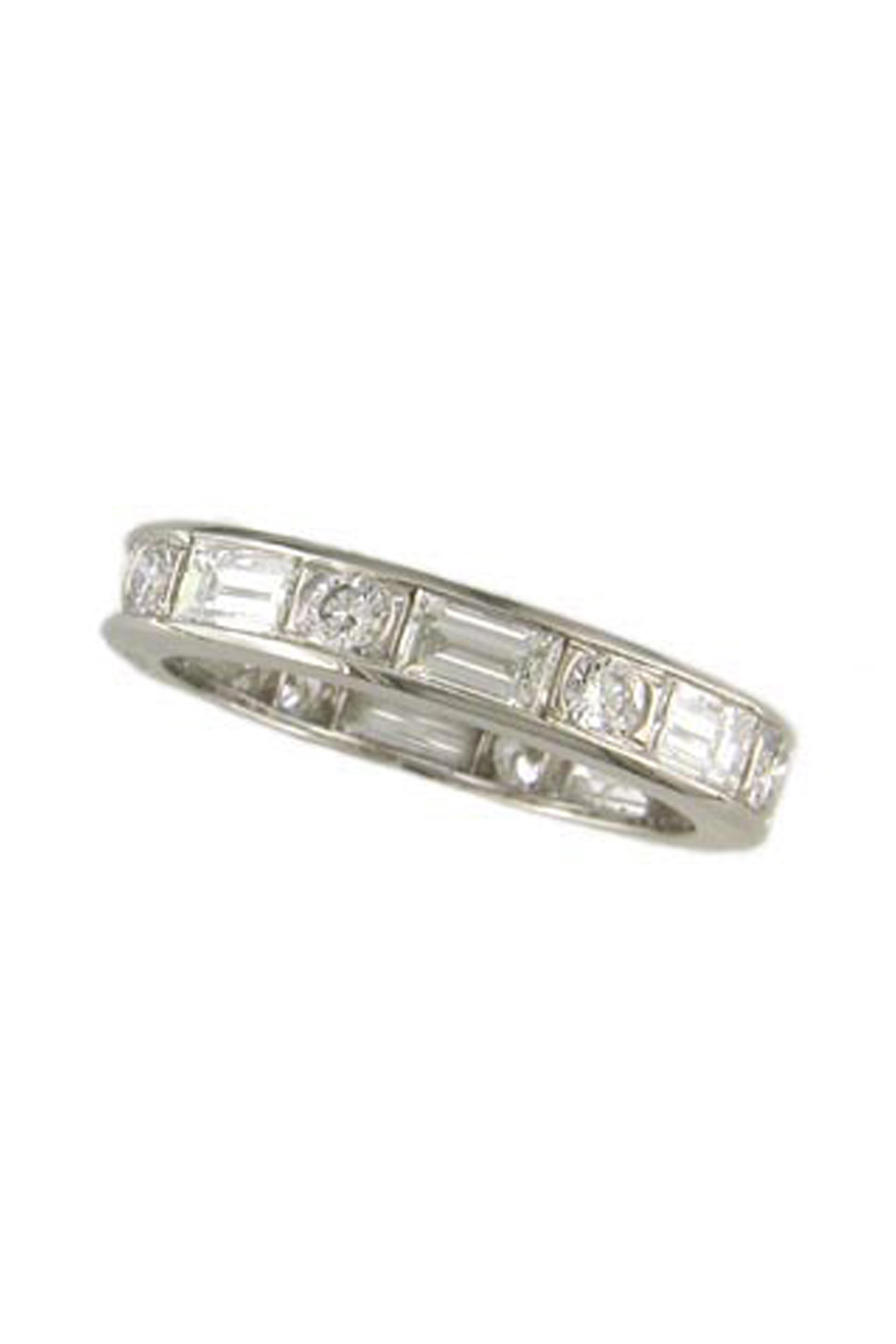 Oscar Heyman Platinum Two Row Round and Marquise Diamond Guard Ring