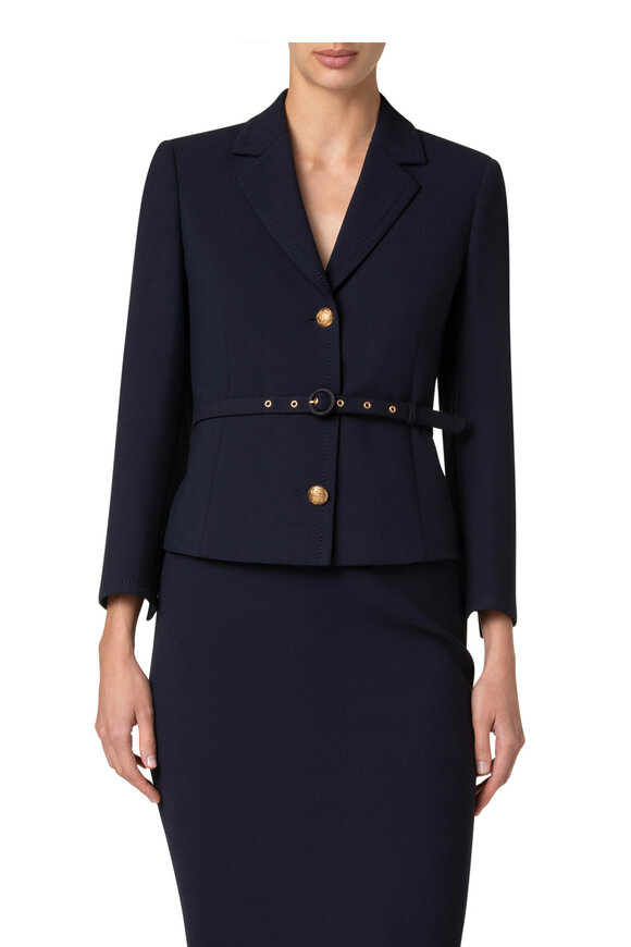 Akris Punto - Navy Blue Pebble Crepe Jacket