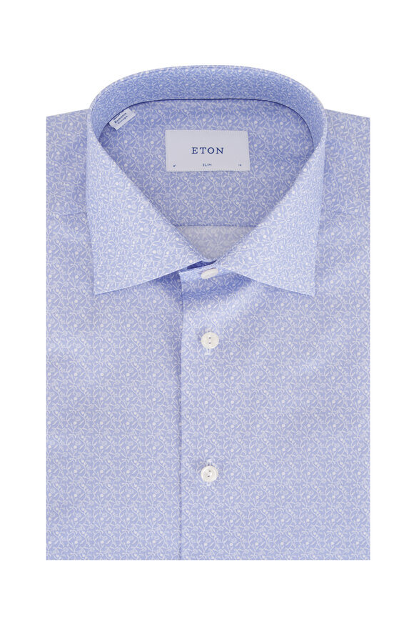 Eton Light Blue Printed Cotton Dress Shirt - view 1
