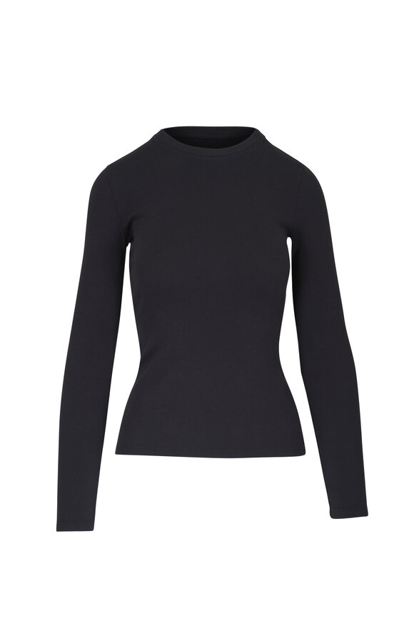 Nili Lotan Emelie Black Cotton Long Sleeve T-Shirt - view 1