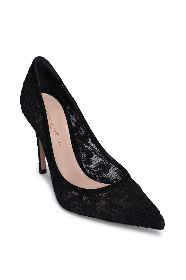 Gianvito Rossi - Piper Black Suede Block Heel Pump, 85mm