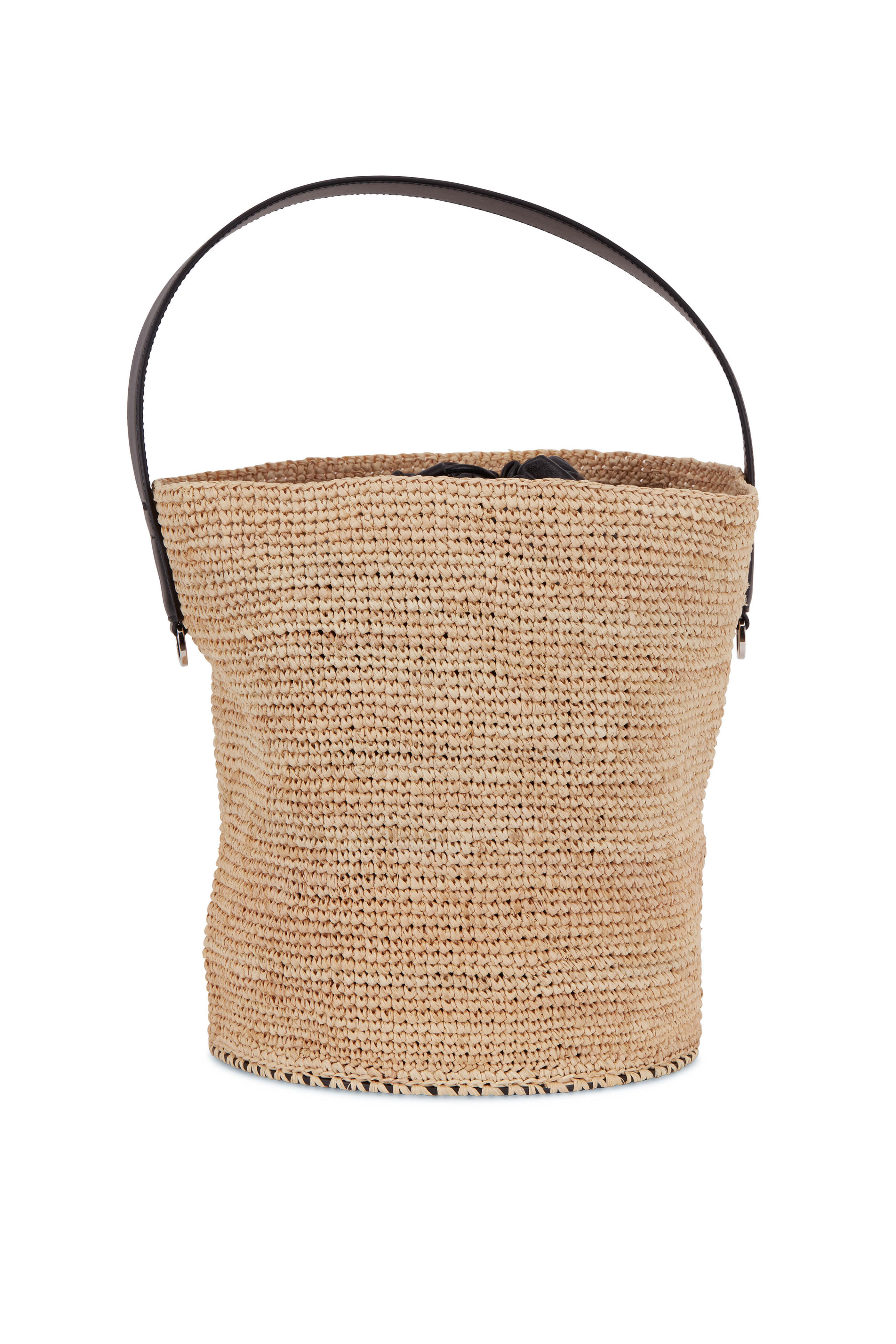 Jil Sander - Natural Raffia & Black Leather Bucket Bag