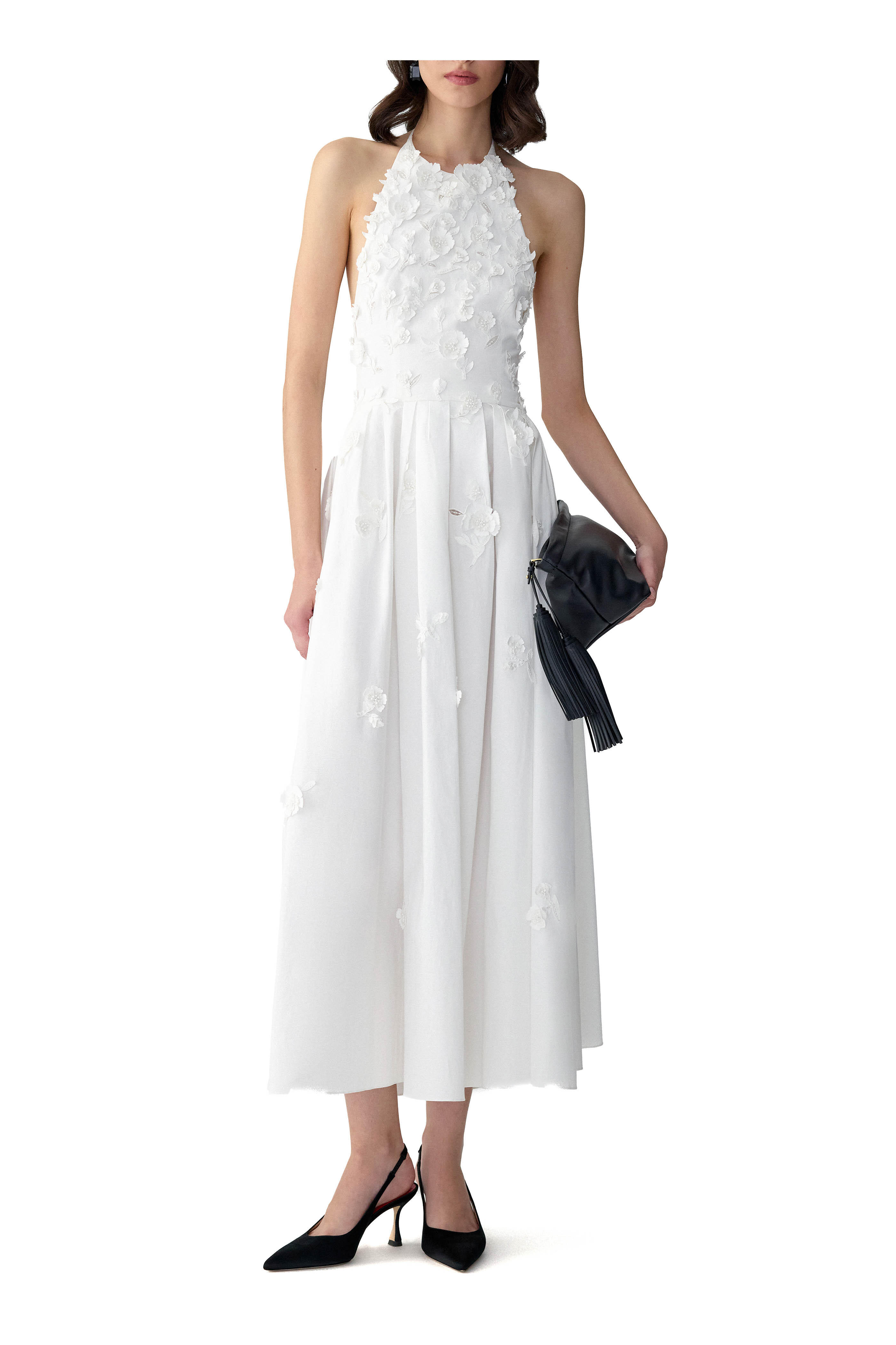 Carolina Herrera - White Embroidered Halter Dress