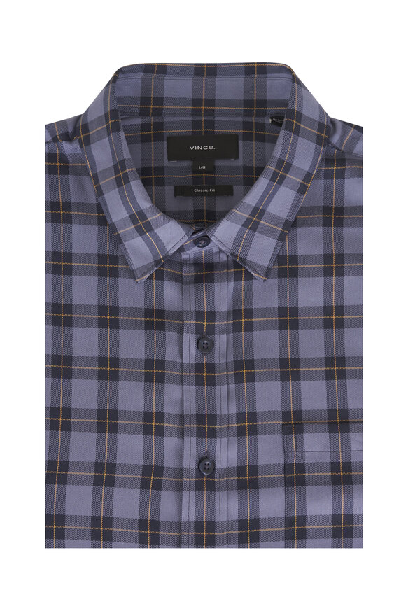 Vince Allen Dark Blue Plaid Sport Shirt - view 1