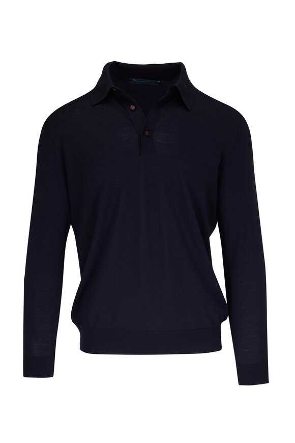 Kiton - Navy Long Sleeve Polo