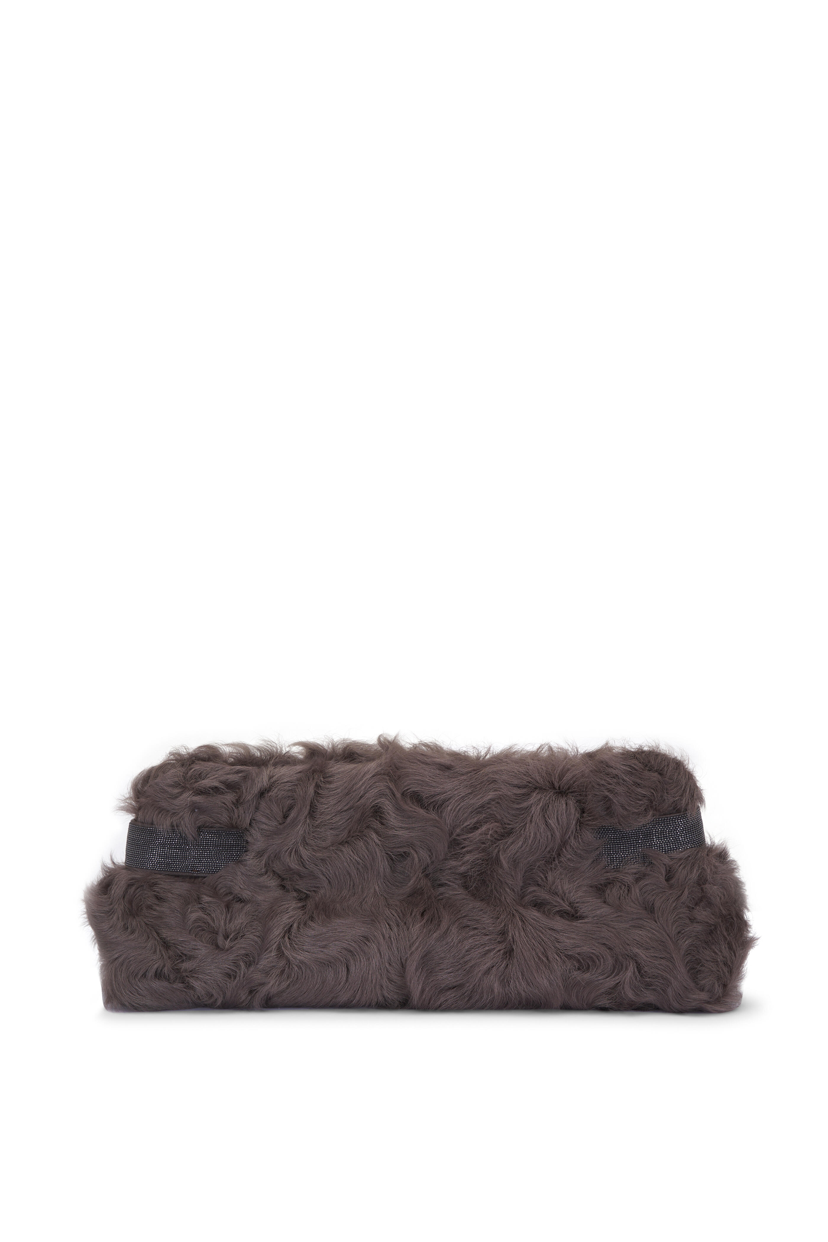 Brunello Cucinelli - Medium Essence Rust Brown Wavy Shearling Clutch