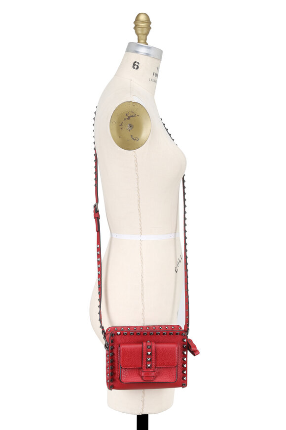 Valentino Garavani - Rockstud Red Leather Front Pocket Small Crossbody