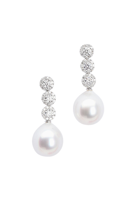 Assael - White Gold South Sea Pearl & Diamond Drop Earrings