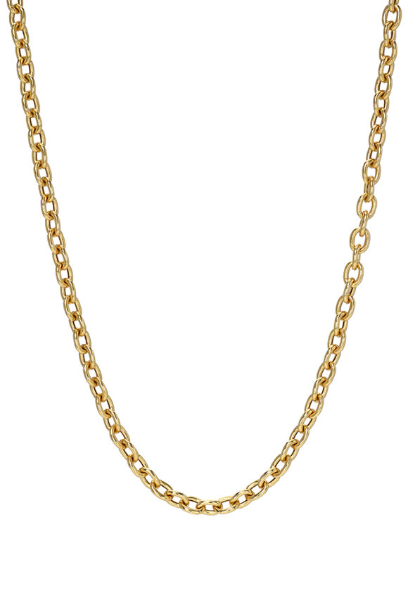 Dru - Yellow Gold Hollow Rolo Chain Necklace