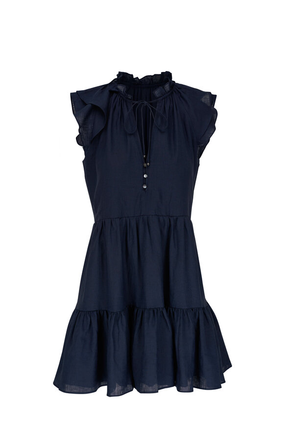 Veronica Beard Zee Marine Linen Mini Dress