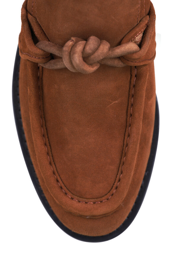 Bottega Veneta - Astaire Caramel Suede Knot Loafer