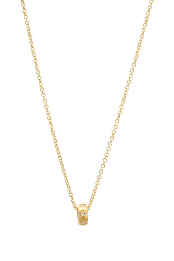 Caroline Ellen 20k Yellow Gold Star Set Rondelle Pendant - view 2