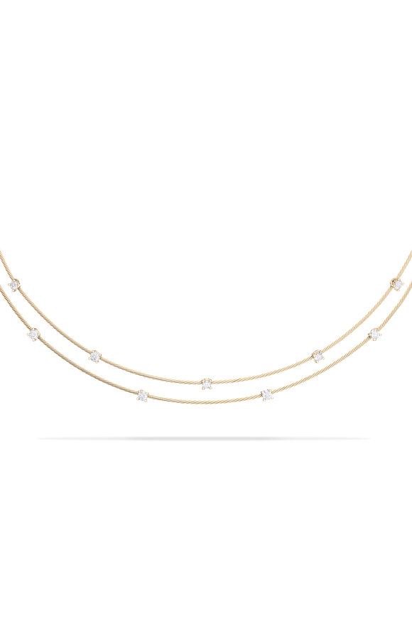 Paul Morelli 18k Yellow Gold Double Wire Diamond Necklace