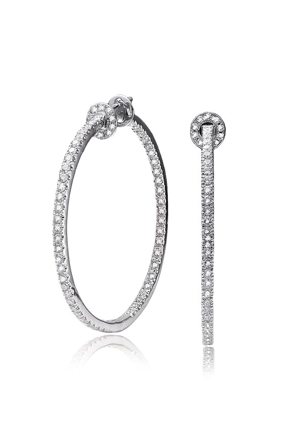 Nam Cho 18k White Gold Basic Diamond Pave Hoop