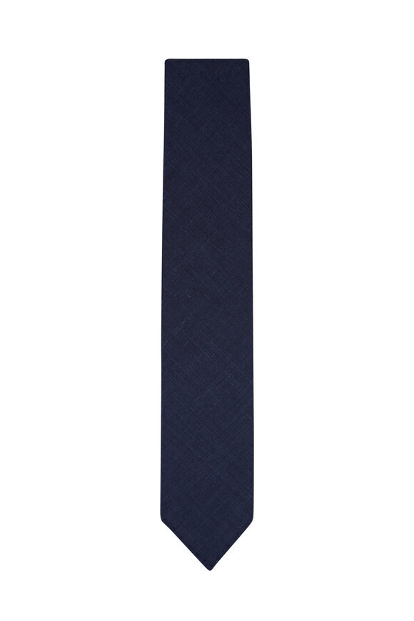 Paolo Albizzati Navy Wool, Silk & Linen Necktie 