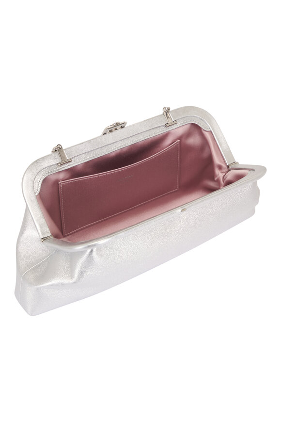 Jimmy Choo Skylar Silver Metallic Leather Chain Clutch - view 5