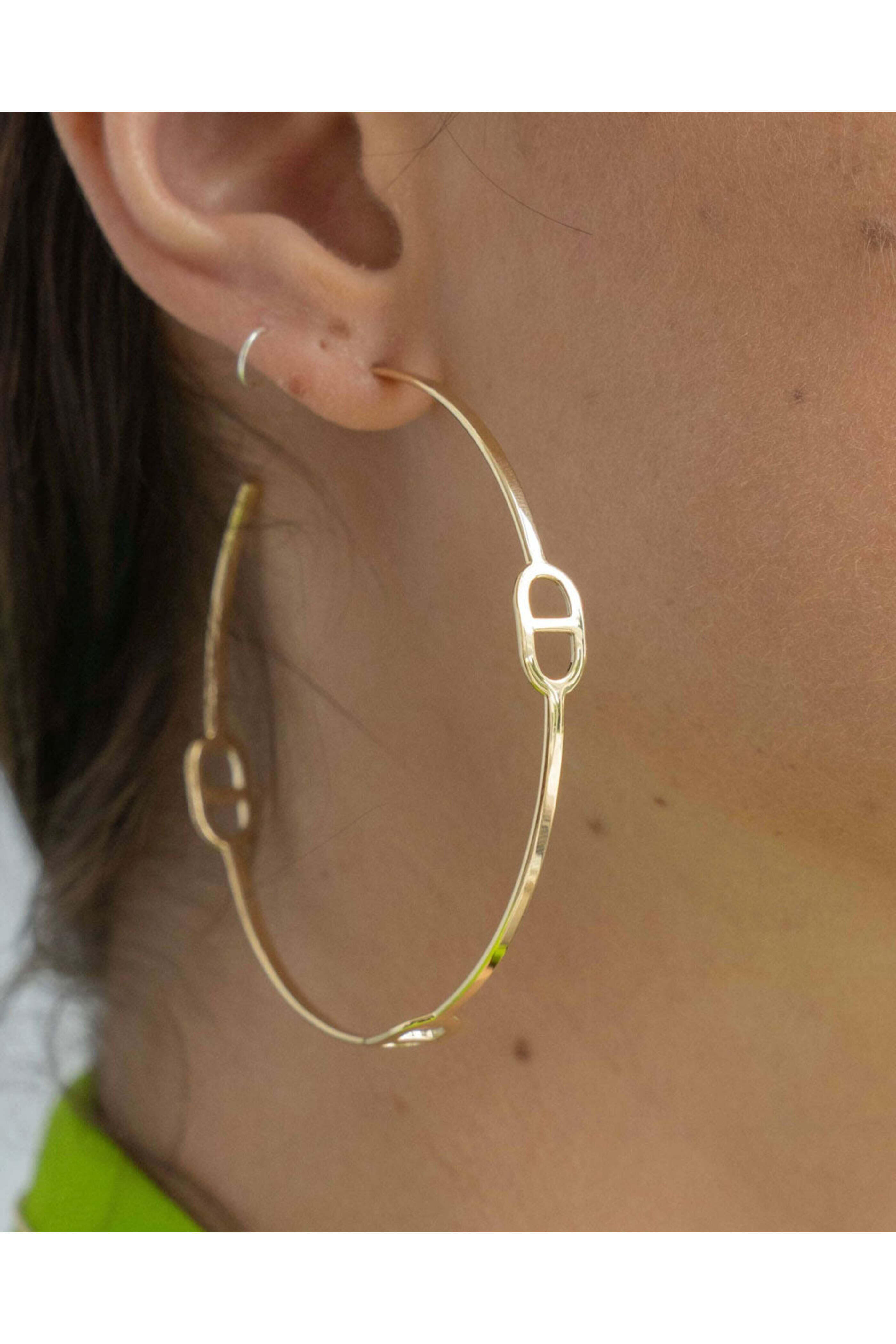 Jennifer Zeuner Jewelry - 14k Yellow Gold Plated Silver Naomi Hoop Earrings