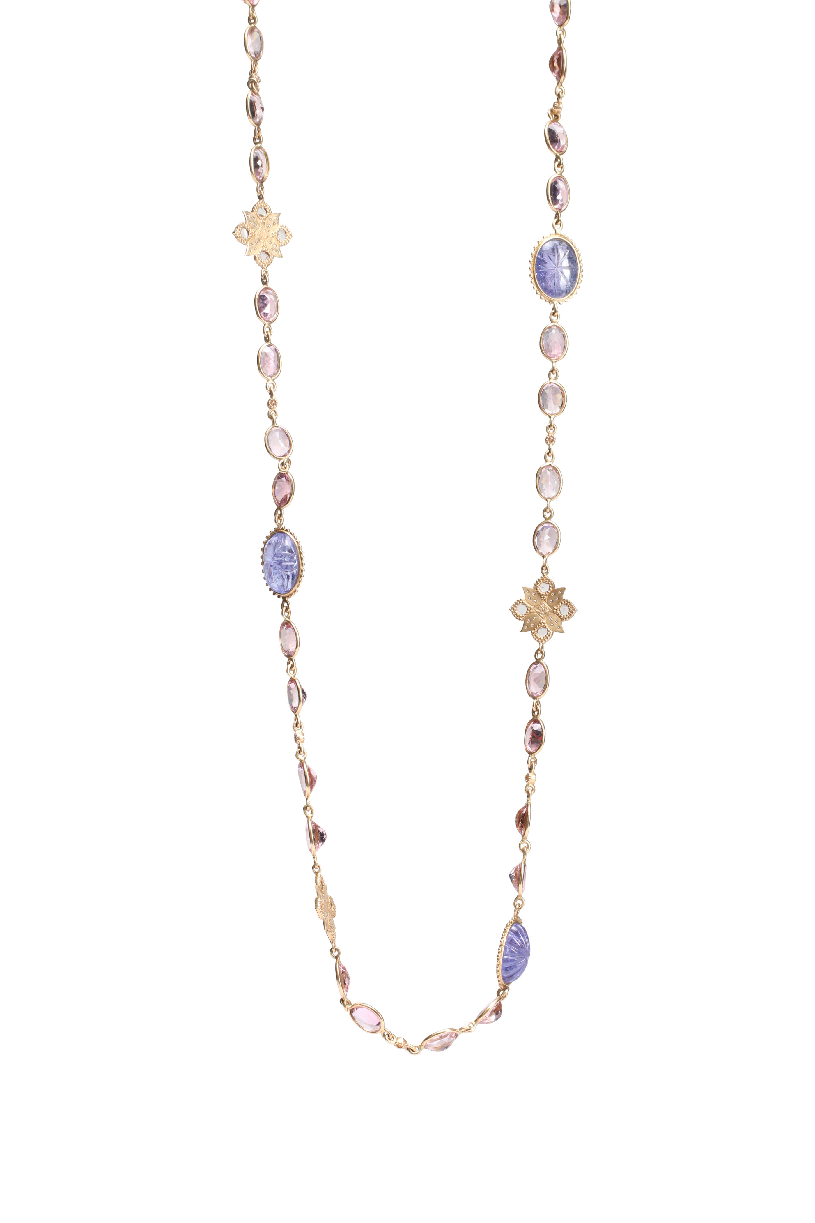 Coomi - Tanzanite & Pink Tourmaline Trinetra Necklace