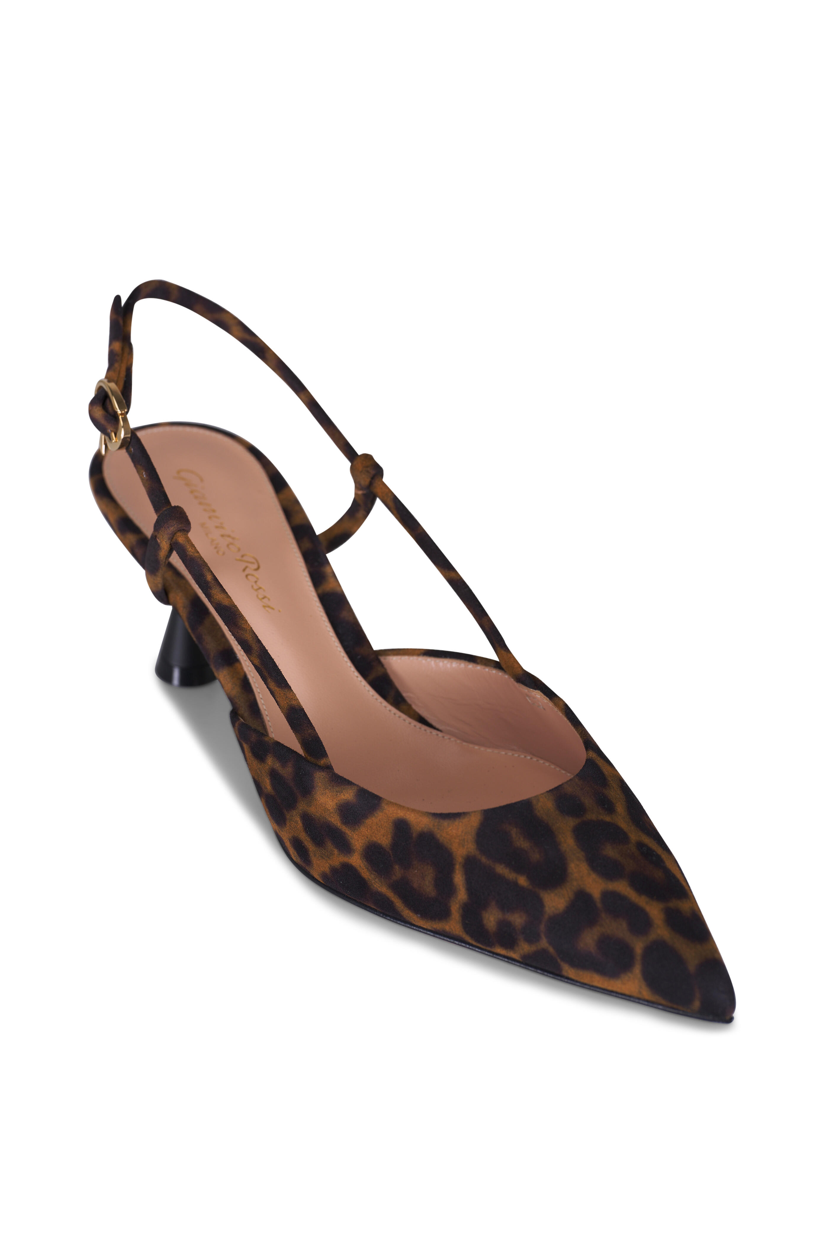 Gianvito Rossi - Ascent Suede Leopard Slingback, 55mm