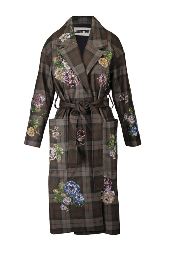 Libertine Scottish Rose Diamante Wool Wrap Coat - view 1