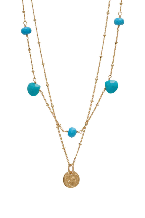 Cristina V. - Delicate Double Disc Turquoise Necklace