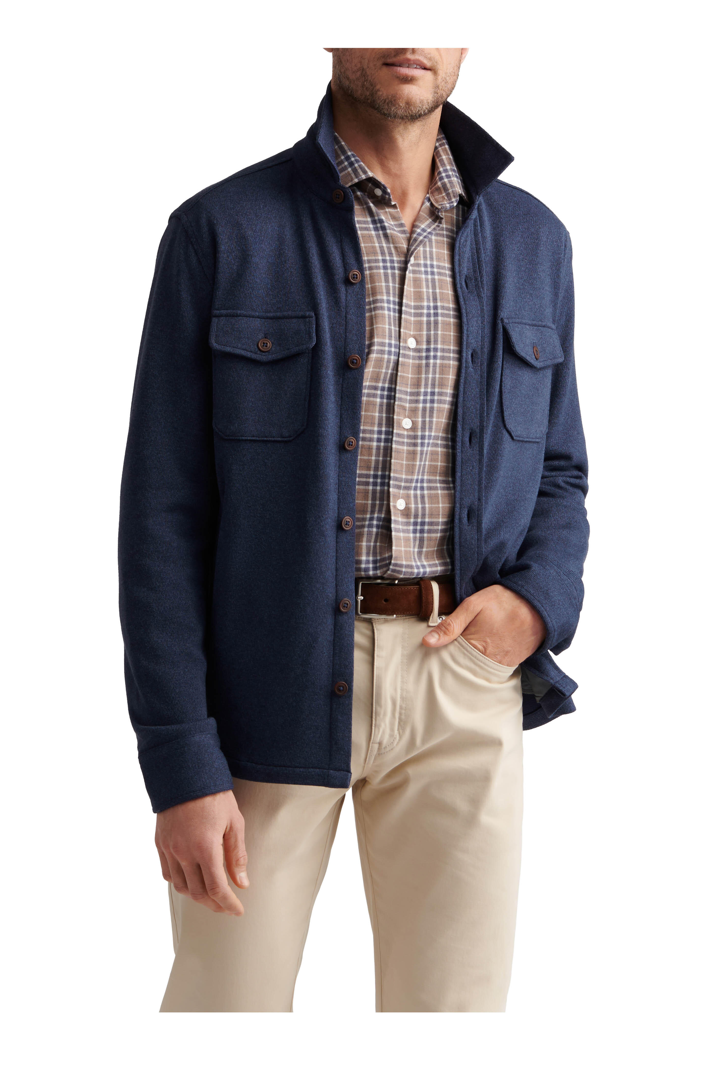 Peter Millar - Crown Navy Fleece Sweater Shirt Jacket