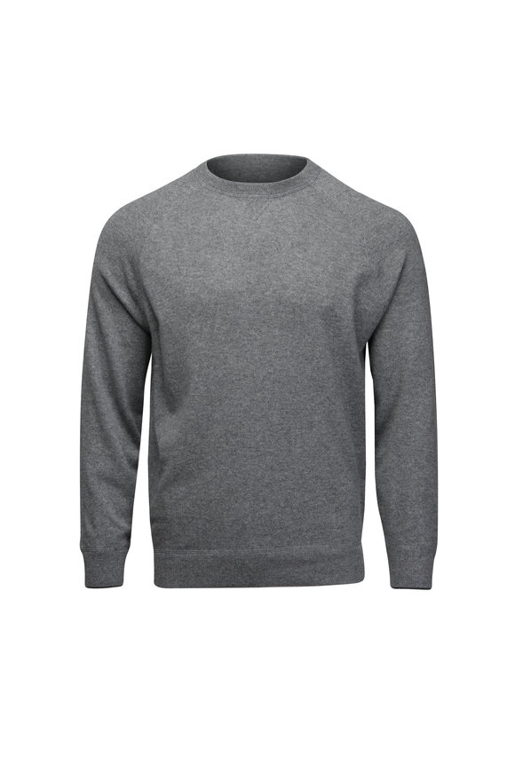 【送料&関税込】Brunello Cucinelli Grey Cotton Sweater Brunello Cucinelli - Gray Wool, Cashmere & Silk Ribbed