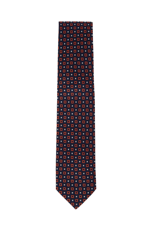 Eton - Navy & Orange Square Necktie