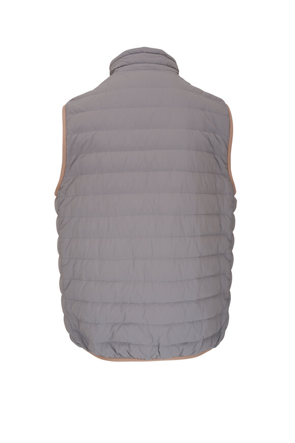 Brunello Cucinelli - Light Gray Nylon Quilted Full Zip Vest