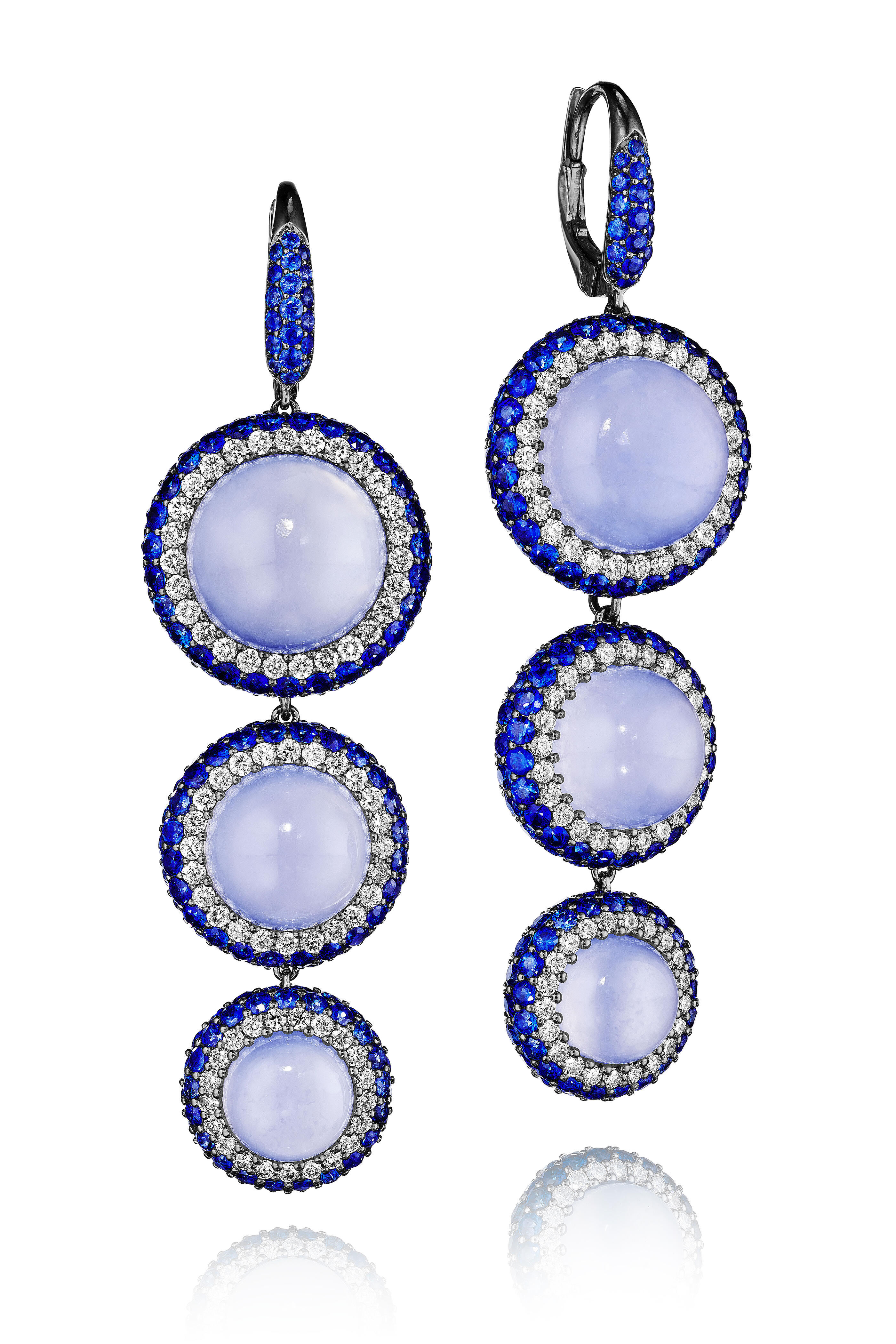 Nam Cho - Chalcedony, Diamond & Sapphire Drop Earrings