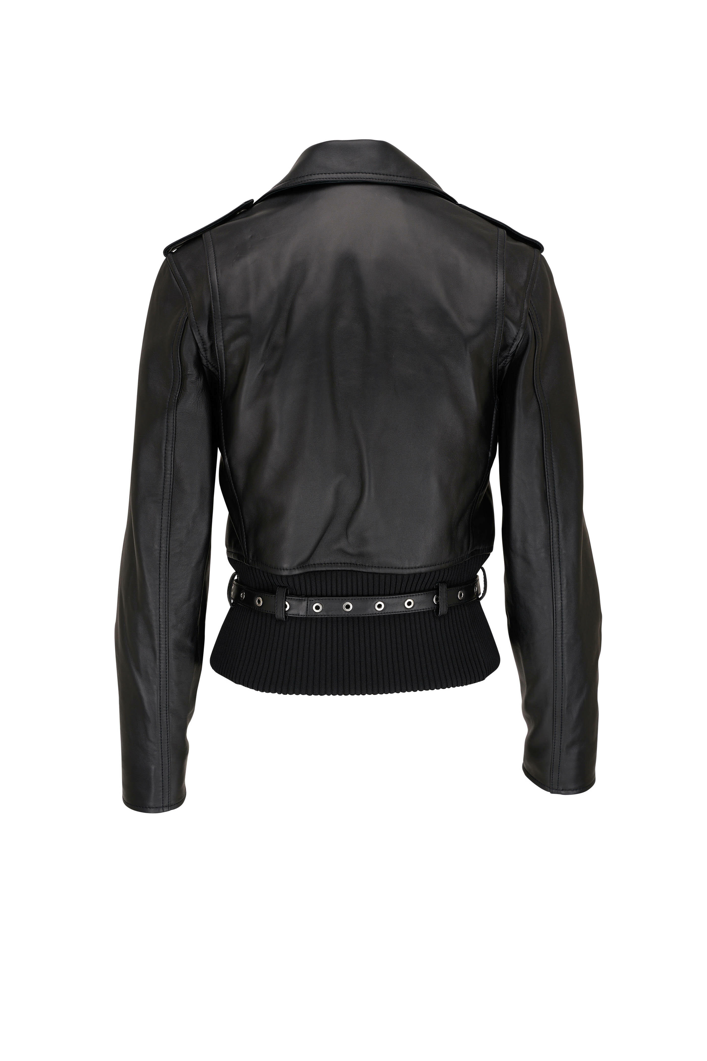 Black Oversized Belted Hem Cropped Biker Jacket