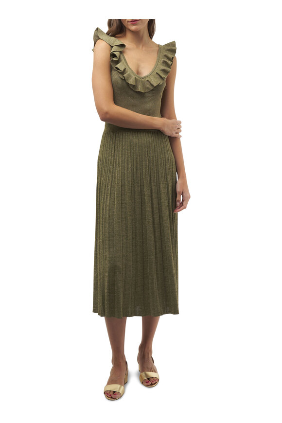 Zimmermann - Wylie Dusty Olive Gold Rib Midi Skirt